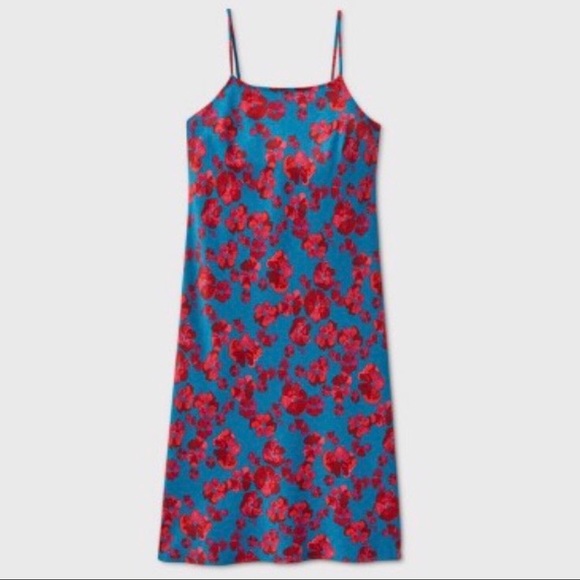 a new day Dresses & Skirts - Blue dress with pink floral print